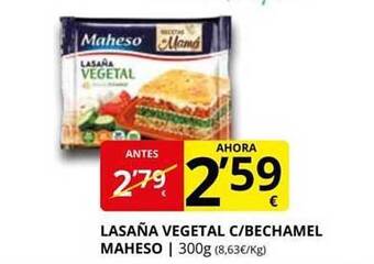 Supermercados MAS Lasaña vegetal c bechamel maheso oferta