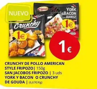 Supermercados MAS Crunchy de pollo american style fripozo san jacobos fripozo york y bacon o crunchy de gouda oferta