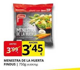 Supermercados MAS Menestra de la huerta findus oferta