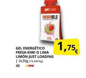 Supermercados MAS Gel energético fresa-kiwi o lima limón just loading oferta
