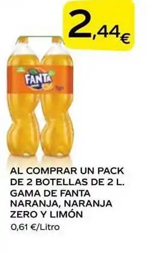 Supermercados MAS Gama de fanta naranja, naranja zero y limón oferta