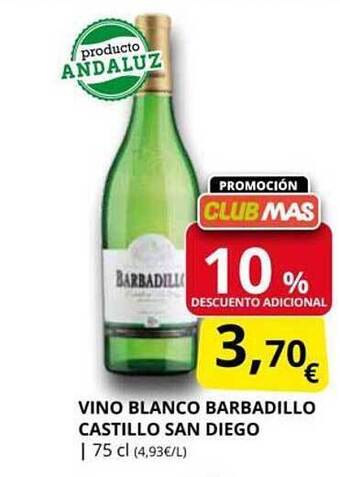 Supermercados MAS Vino blanco barbadillo castillo san diego oferta