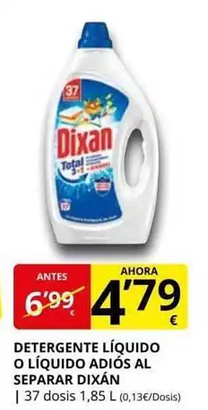 Supermercados MAS Detergente líquido o líquido adiós al separar dixán oferta