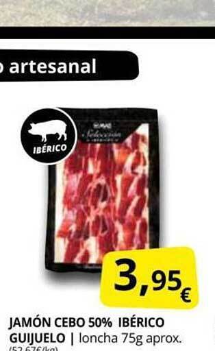 Supermercados MAS Jamón cebo 50% ibérico guijuelo oferta