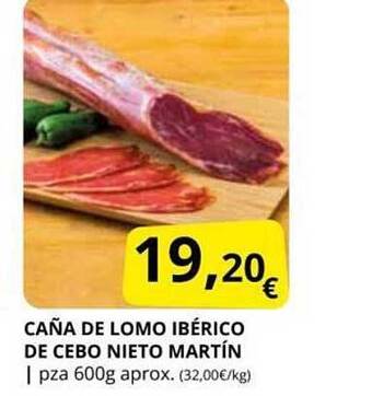 Supermercados MAS Caña de lomo ibérico de cebo nieto martín oferta