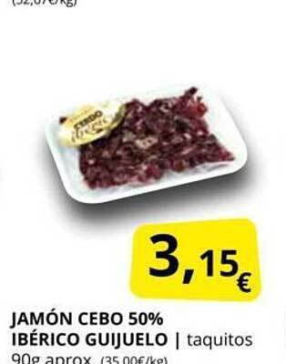 Supermercados MAS Jamón cebo 50% ibérico guijuelo oferta