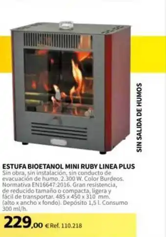 Coferdroza Estufa bioetanol mini ruby linea plus oferta