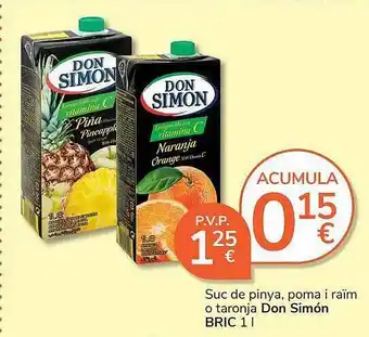 Consum Suc de pinya poma i raïm o taronja don simón bric oferta