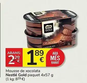 Consum Mousse de xocolata nestlé gold paquet oferta