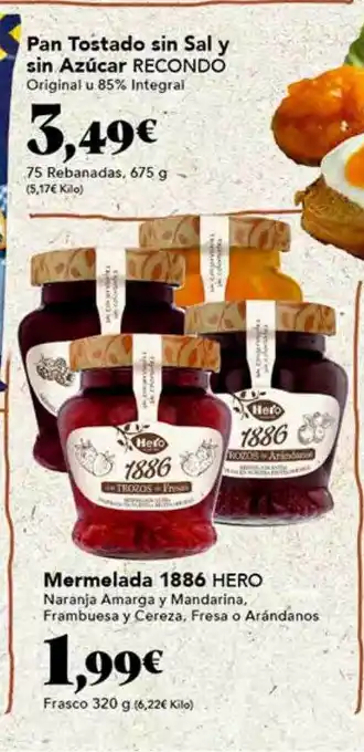 Gadis Pan tostado sin sal y sin azúcar recondo mermelada 1886 hero oferta