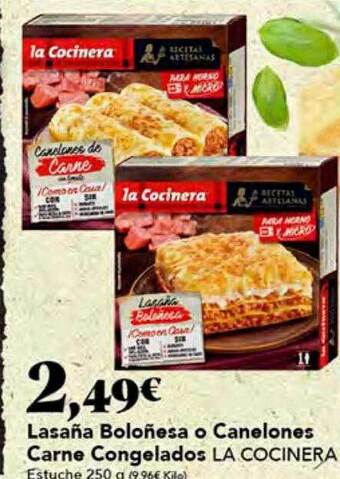 Gadis Lasaña boloñesa o canelones carne congelados la cocinera oferta