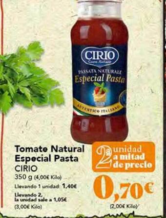 Gadis Tomate natural especial pasta cirio oferta