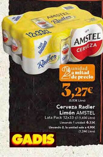 Gadis Cerveza radler limón amstel oferta