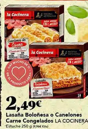 Gadis Lasaña boloñesa o canelones carne congelados la cocinera oferta