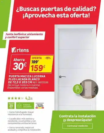 Leroy Merlin Puerta maciza lucerna plus lacada blanco de 72.5 x 203 cm oferta