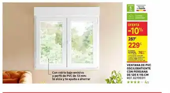 Leroy Merlin Ventana de pvc oscilobatiente con persiana de 120 x 115 cm oferta