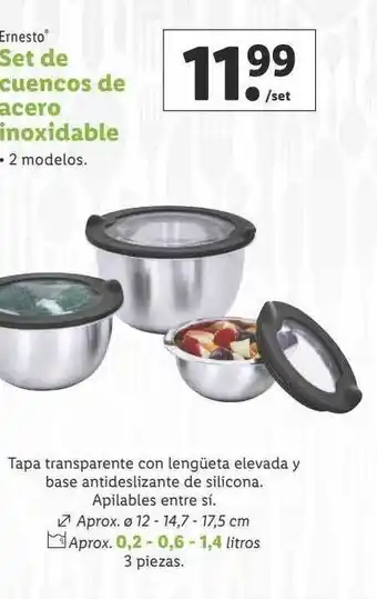 Lidl Ernesto set de cuenco de acero inoxidable oferta