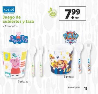 Lidl Koziol juego de cubiertos y taza oferta