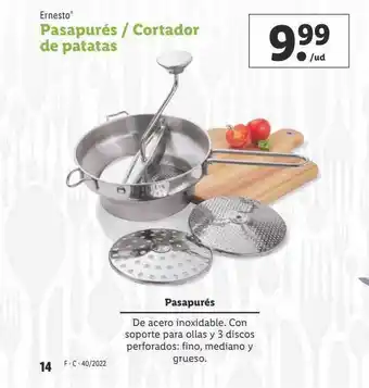 Lidl Ernesto pasapurés cortador de patatas oferta