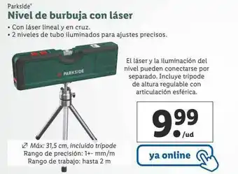 Lidl Parkside nivel de burbuja con láser oferta