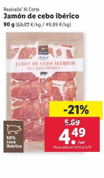 Lidl Realvalle al corte jamón de cebo ibérico oferta