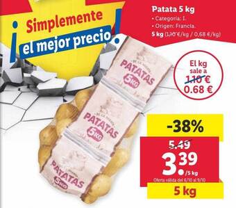 Lidl Patata 5kg oferta