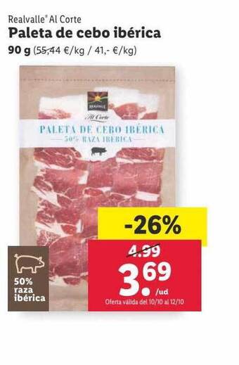 Lidl Realvalle al corte paleta de cebo ibérica oferta