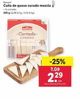 Lidl Roncero cuña de queso curado mezcla oferta