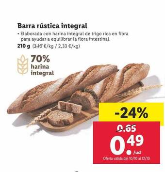 Lidl Barra rústica integral oferta
