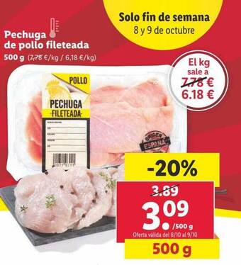 Lidl Pechuga de pollo fileteada oferta