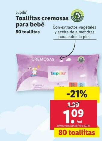 Lidl Lupilu toallitas cremosas para bebé oferta