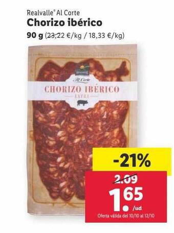 Lidl Realvalle al corte chorizo ibérico oferta