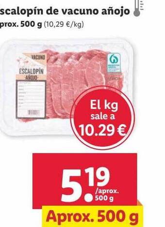 Lidl Escalopín de vacuno añojo oferta