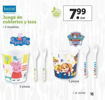 Lidl Koziol juego de cubiertos y taza oferta