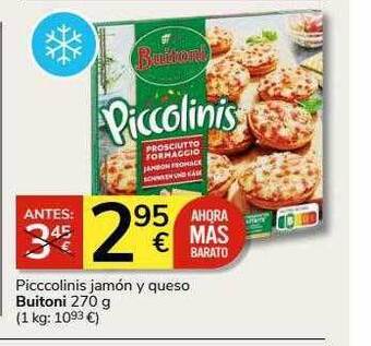 Supermercados Charter Piccolinis jamón y queso buitoni oferta
