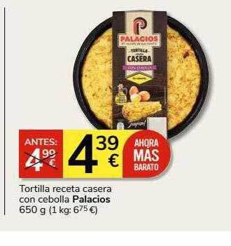 Supermercados Charter Tortilla receta casera con cebolla palacios oferta