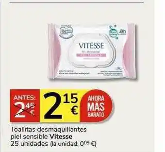 Supermercados Charter Toallitas desmaquillantes piel sensible vitesse 25 oferta