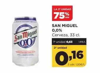 Alimerka La 2a unidad 75% dto san miguel 0.0% cerveza oferta