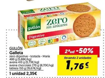 Hiper Usera Gullón galleta zero digestive tostada maria oferta