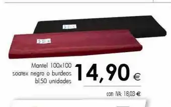Cash Ifa Mantel 100x100 soatex negro o burdeos oferta