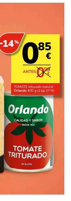 Supermercados Charter Tomate triturado natural orlando oferta
