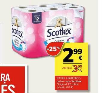 Supermercados Charter Papel higiénico doble capa scottex original oferta
