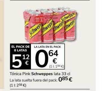 Supermercados Charter Tónica pink schweppes lata oferta