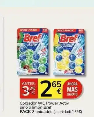 Supermercados Charter Colgador wc power activ pino limón bref pack 2 oferta