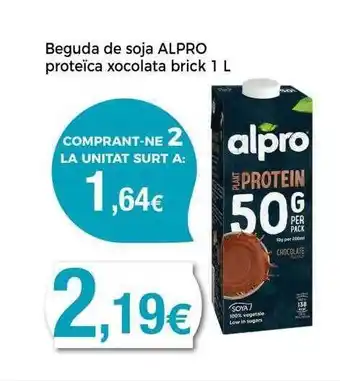 Supermercats Jespac Beguda de soja alpro proteïca xocolata oferta