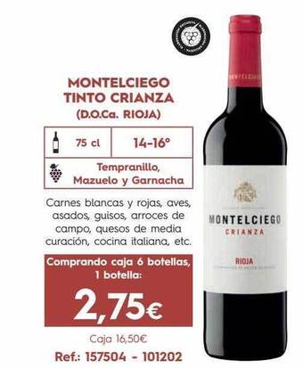 Makro Montelciego tinto crianza (d.o.ca rioja) oferta