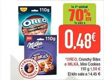 Masymas La 2a unidad 70% dto oreo crunchy bites o milka mini cookies oferta