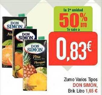 Masymas La 2a unidad 50% dto zumo varios tipos don simón oferta