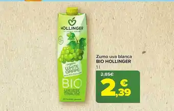 Carrefour Zumo uva blanca bio hollinger oferta