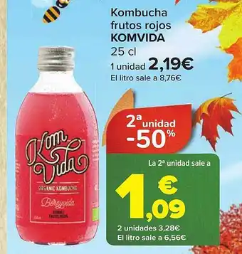 Carrefour 2a unidad -50% kombucha frutos rojos komvida oferta